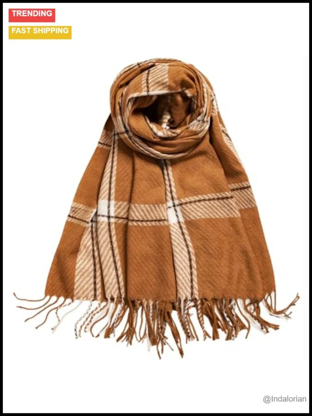 Winter Scarf Soft Cashmere Feel Plaid Shawl Tassels Large Oversized Wrap
